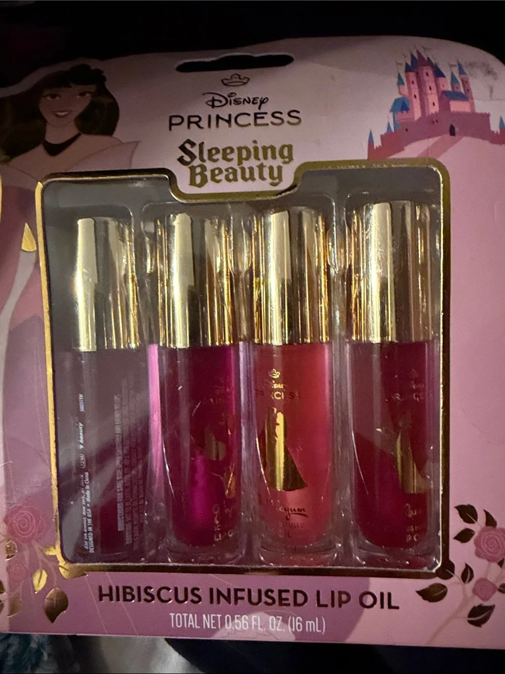 Disney Sleeping Beauty Hibiscus Lip Oil Quartet — Pink, Magenta & Red Tones